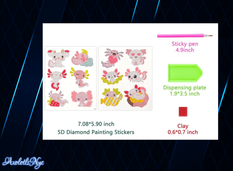 12Pcs Axolotl 5D DIY Diamond Painting Sticker Kit - Image 4