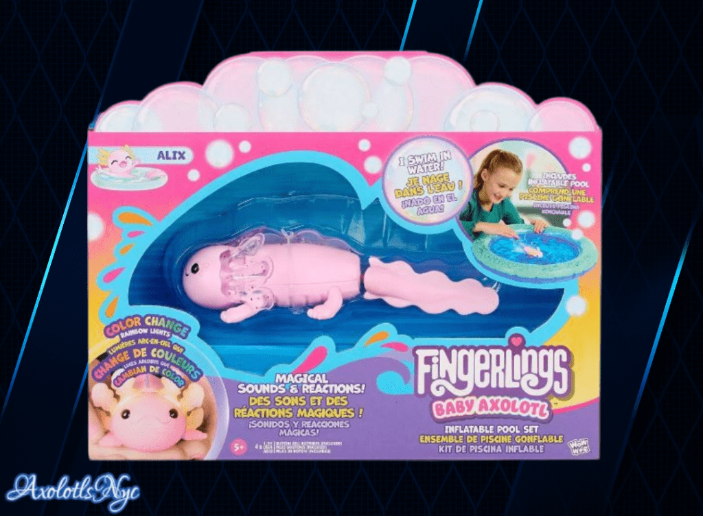 Fingerlings Interactive Baby Axolotl, Alix (Pink), Swims & Lights Up