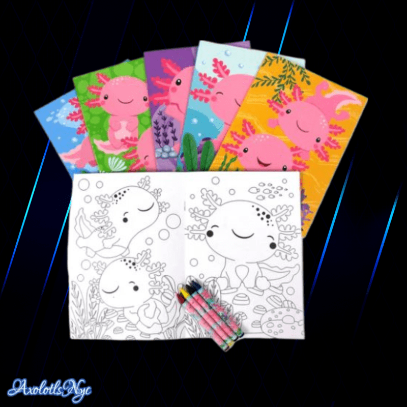 Axolotl Coloring Books with Crayons